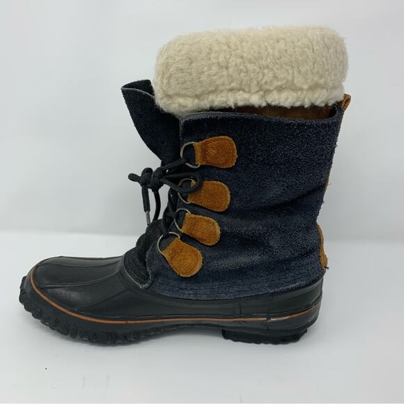 LaCrosse Rubber Leather Lace Up Winter Duck Boots Womens SZ 9 Sheepskin Liner - Picture 4 of 15